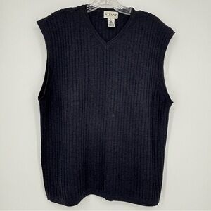 Alfani  Navy Large Sweater Vest Golf Casual Merino Wool V Neck Sleeveless
